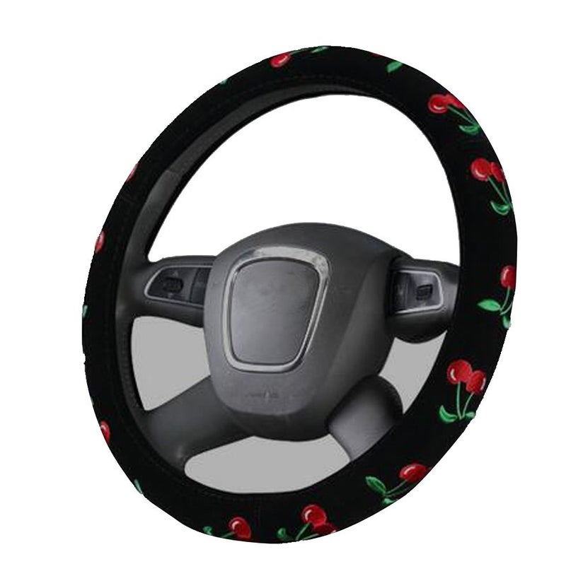 Mayco Bell Automotive Women Embroidery Cute Car Steering Wheel Cover (Cherry) - Image 3